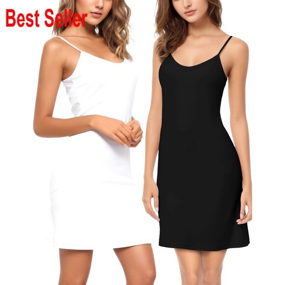 Other - Plus Size Slip Dress 2-Pack, Spaghetti Strap Cami, Rayon Spandex, V-Neck